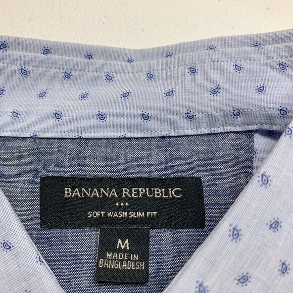Banana Republic‎ Shirt Mens Medium Slim Blue Paisley Soft Wash Business Casual - Picture 7 of 11